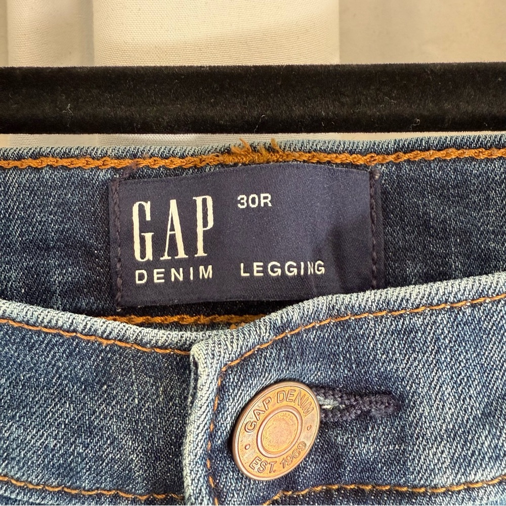 GAP High Rise Distressed Skinny Jeans Blue Ankle 30R - Picture 2 of 9